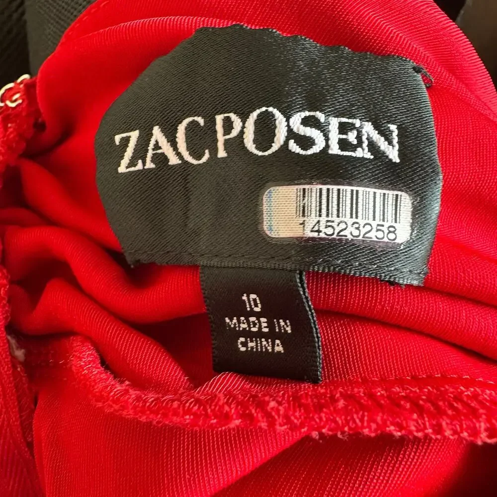 Zac Posen Red Cutout Waist Maxi Dress Size 10 Jersey Ruched Gown Designer $550 - Picture 10 of 11